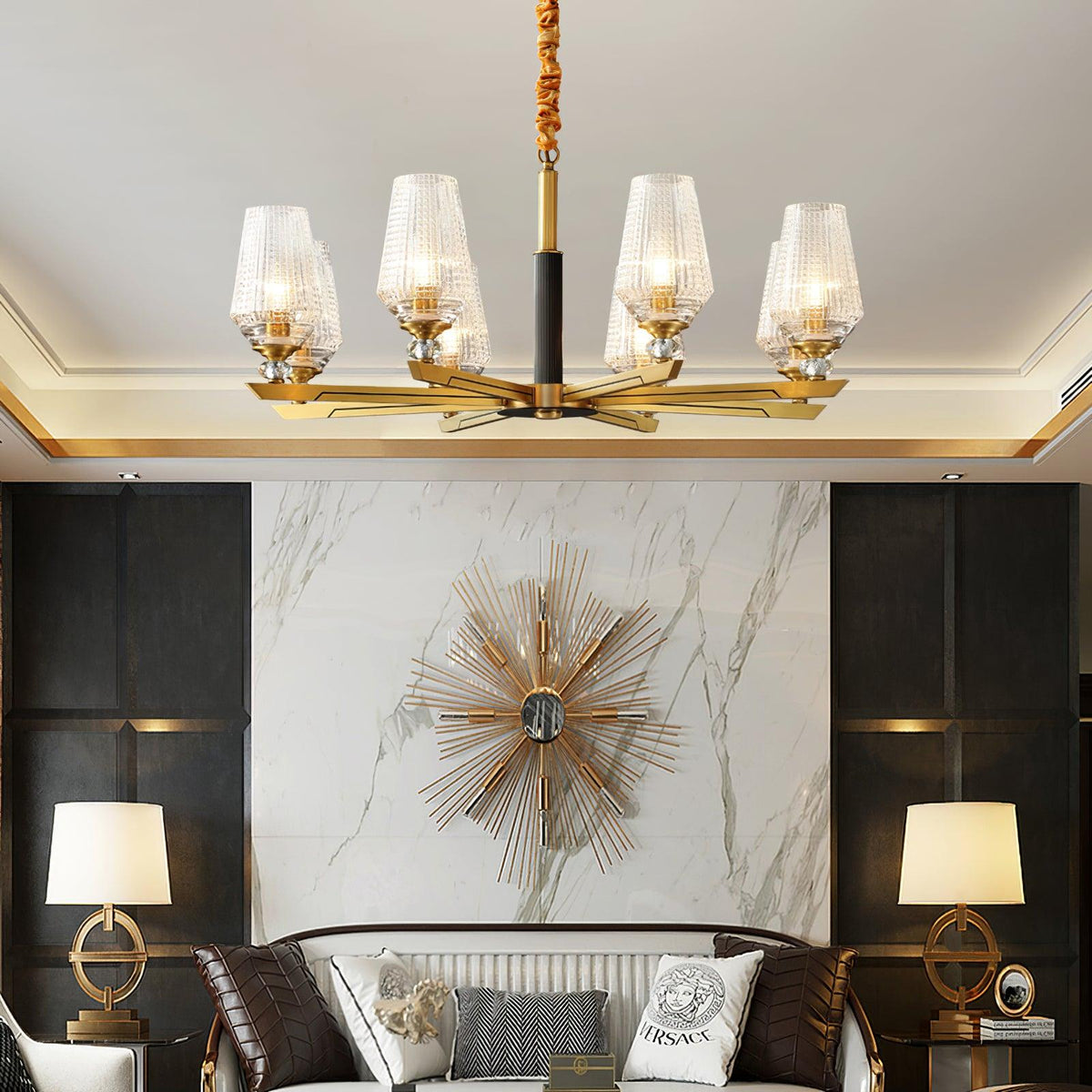 Astra Luxury Hexa Brass Chandelier