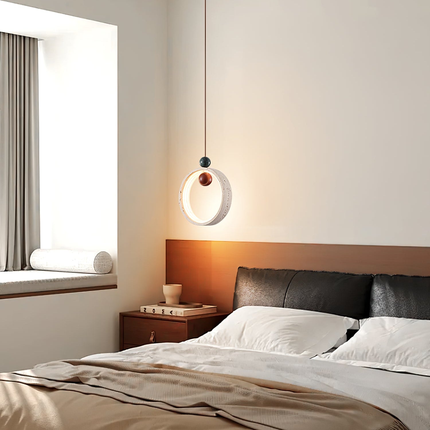 Vovinyra Circular Travertine Pendant Light