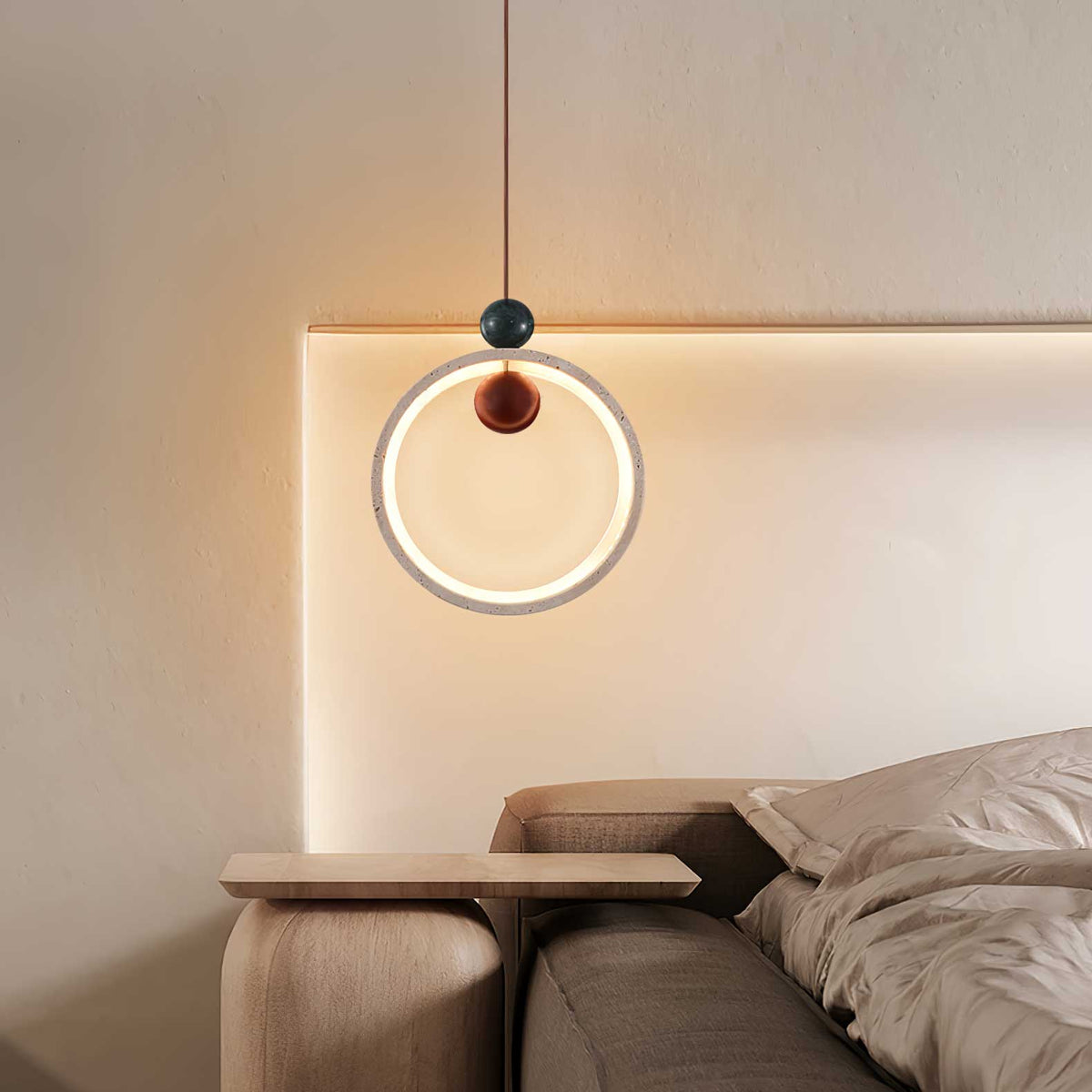 Vovinyra Circular Travertine Pendant Light