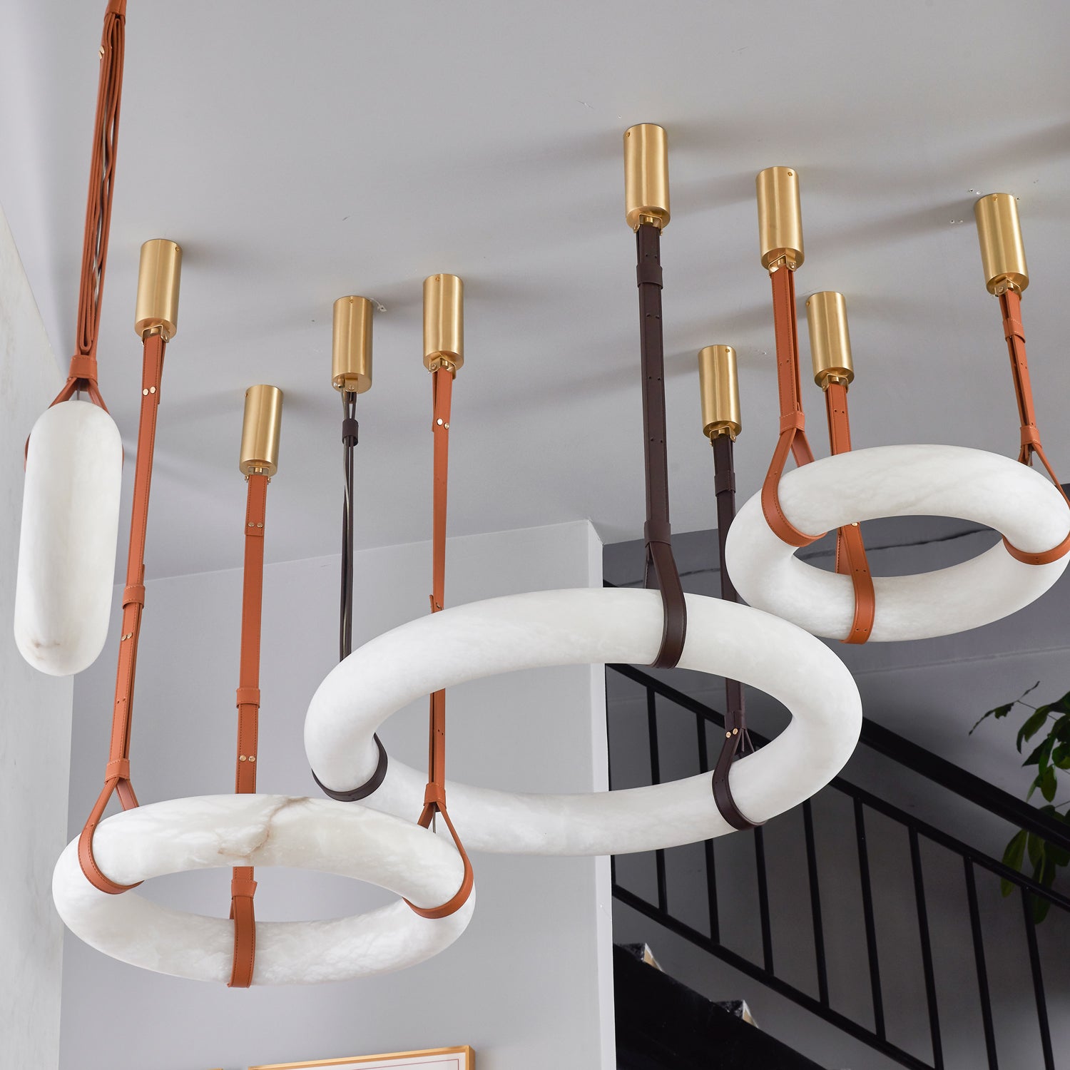 Tarys Alabaster Chandeliers  Ring Leather Strap Version B
