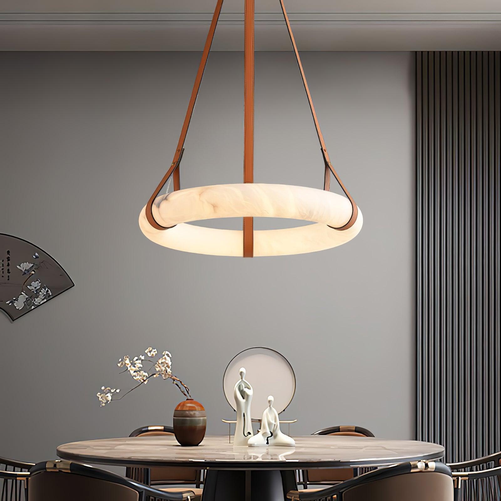 Lixor Alabaster Chandeliers  Ring Leather Strap  Version A