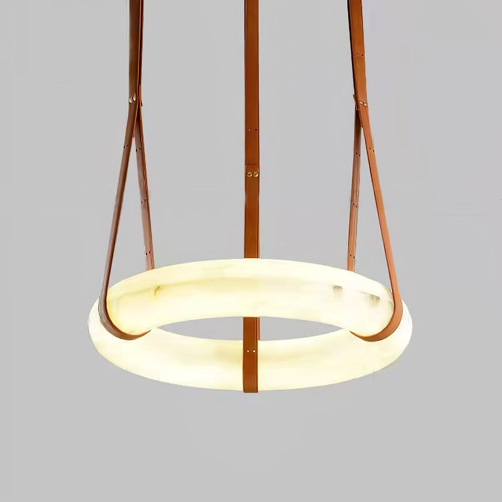 Lixor Alabaster Chandeliers  Ring Leather Strap  Version A