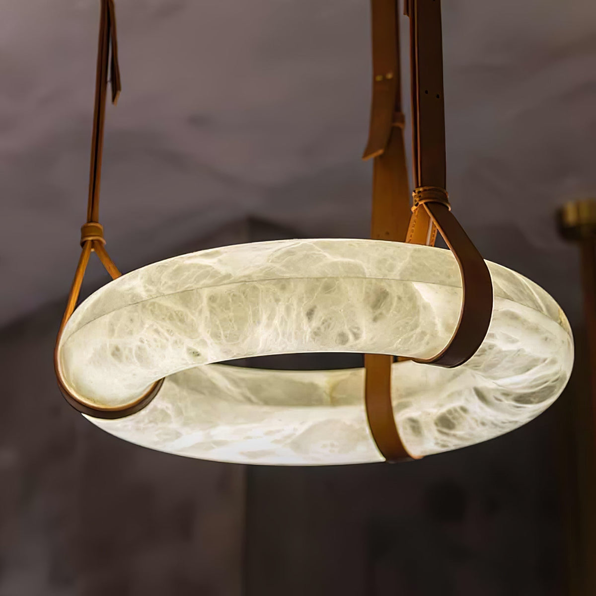Lixor Alabaster Chandeliers  Ring Leather Strap  Version A