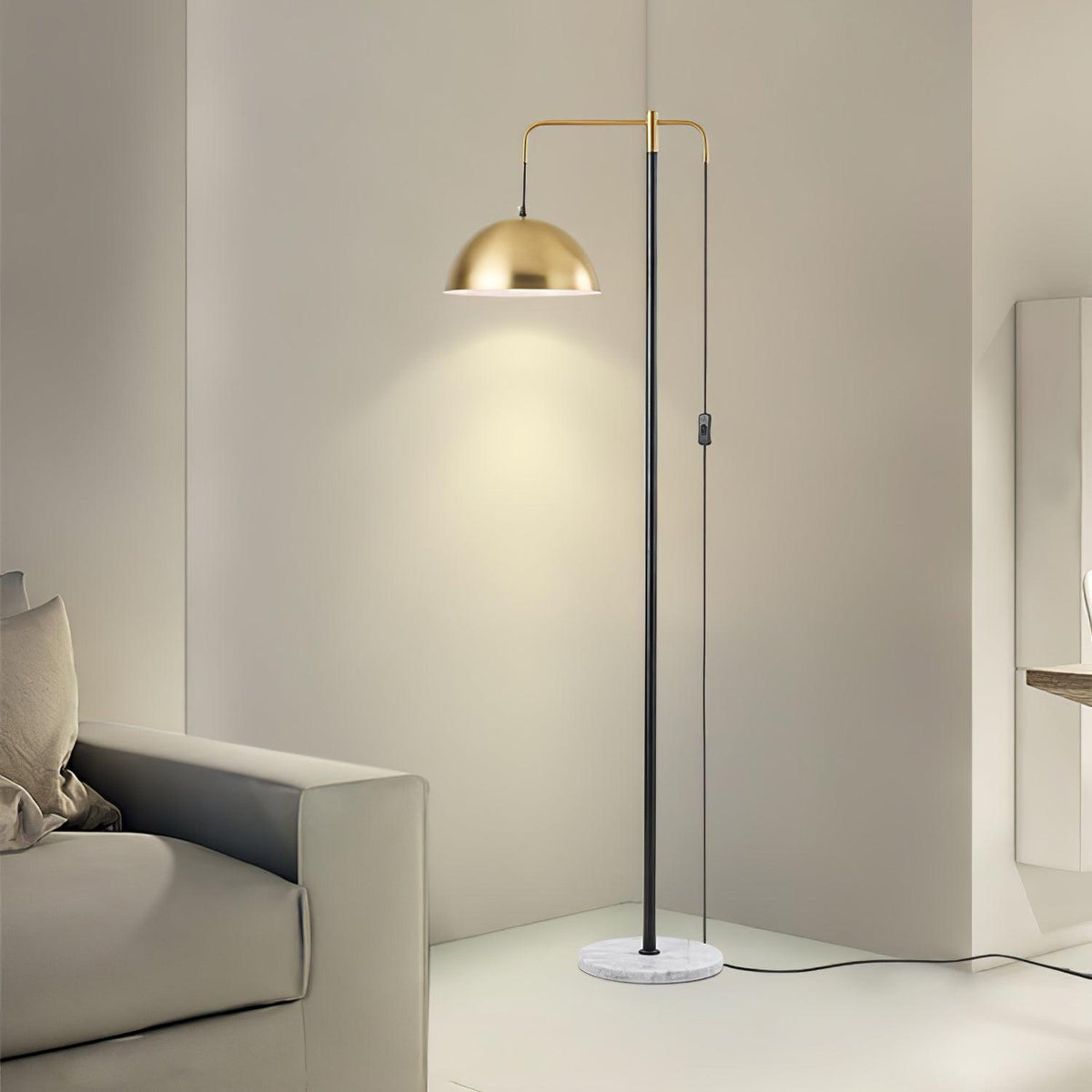 Lumirette Brass Arc Floor Lamp