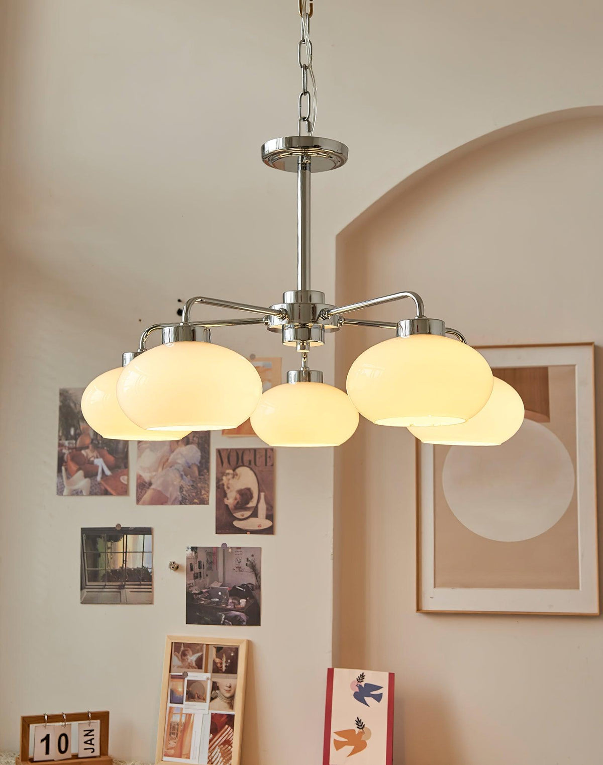 Liorenira Chandelier Glass Chrome Geometric Retro