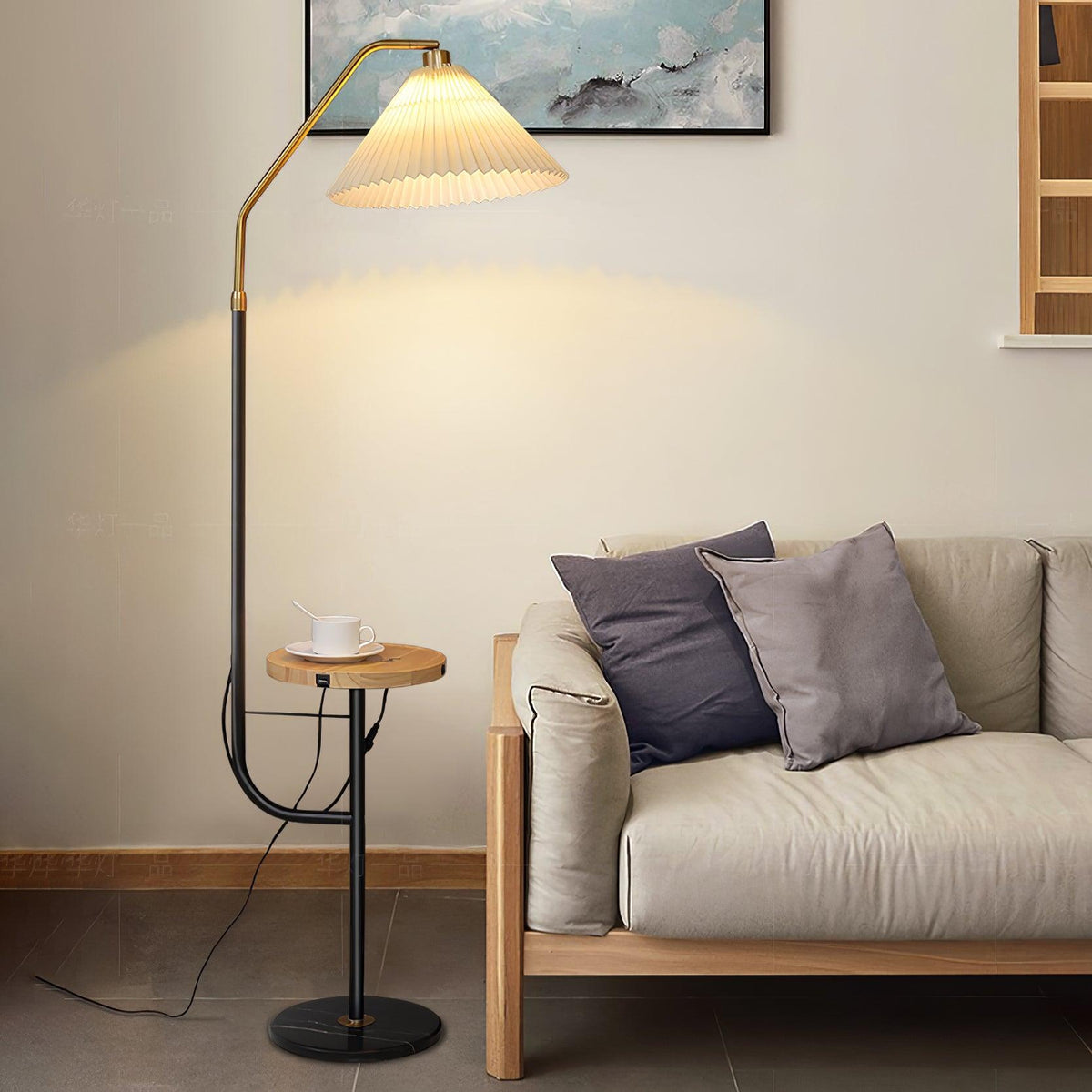 Nexc Marble Wood Floor Lamp
