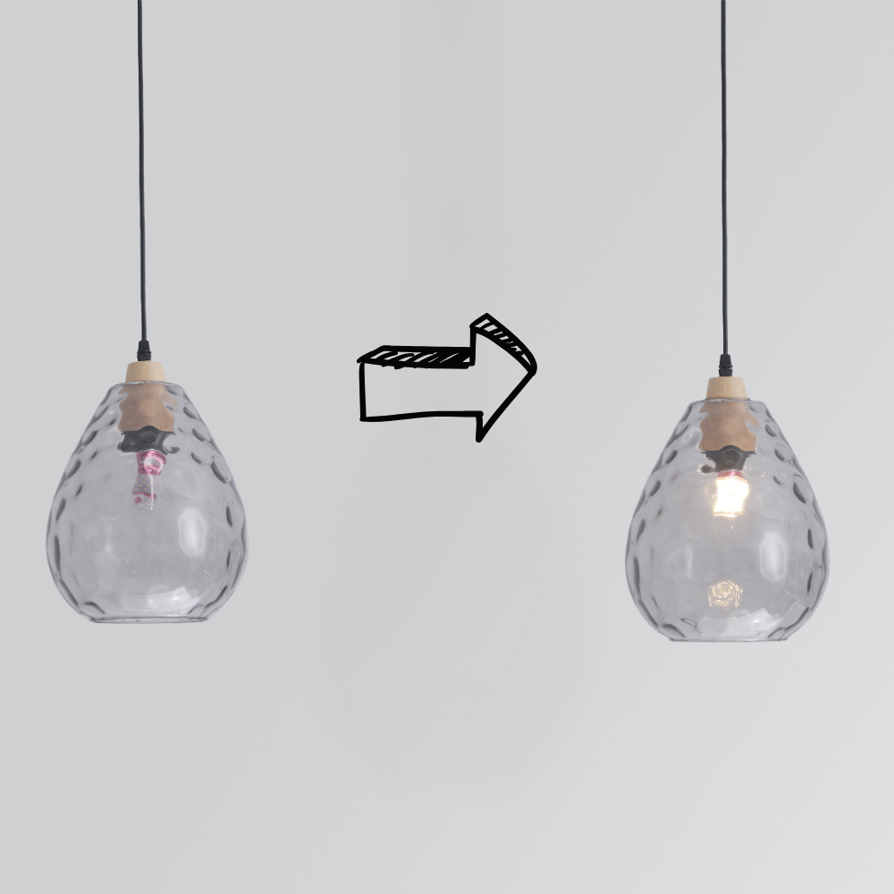 Avi Vintage Teardrop Pendant Light, Glass/Wood - Neutral Decor