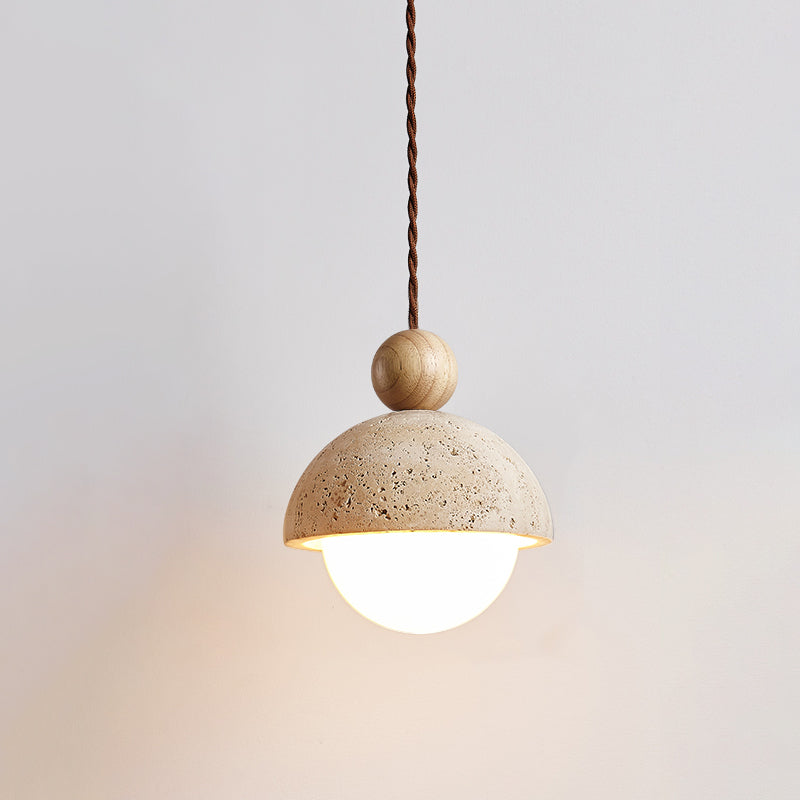 Vaire Pendant Light Travertine Dome Glass - Neutral Decor
