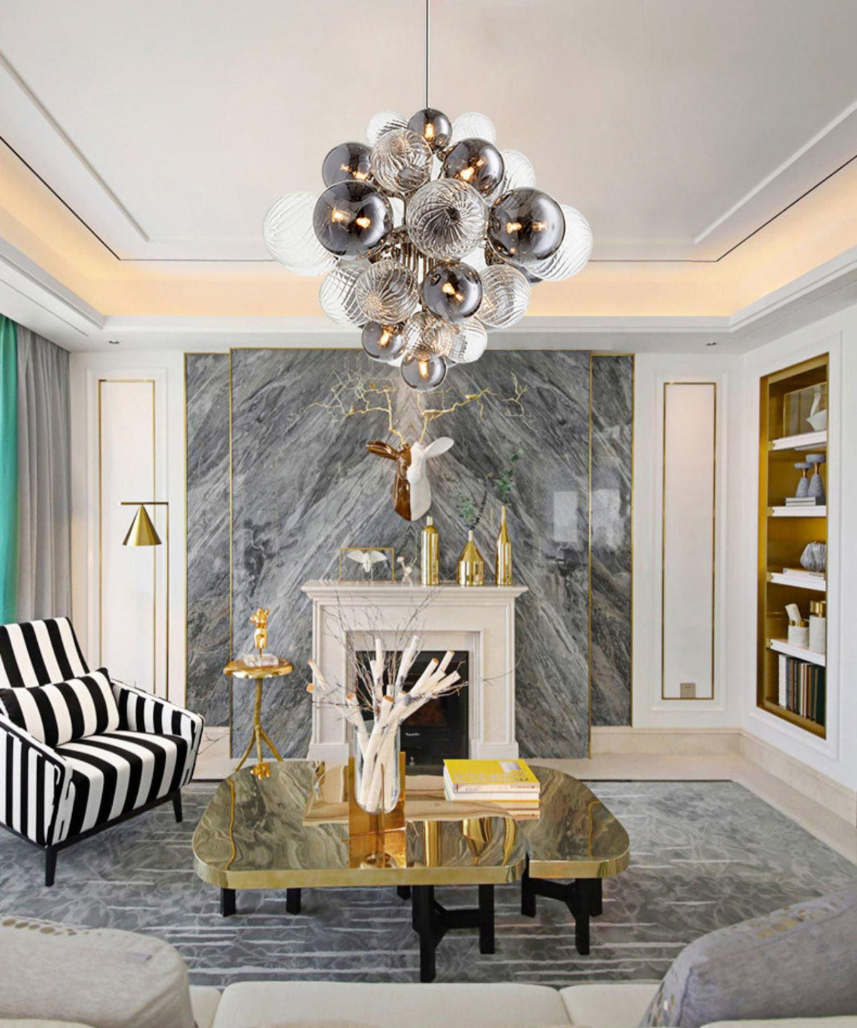 Eirorira Chandelier Pallocino Chrome Glass Ball