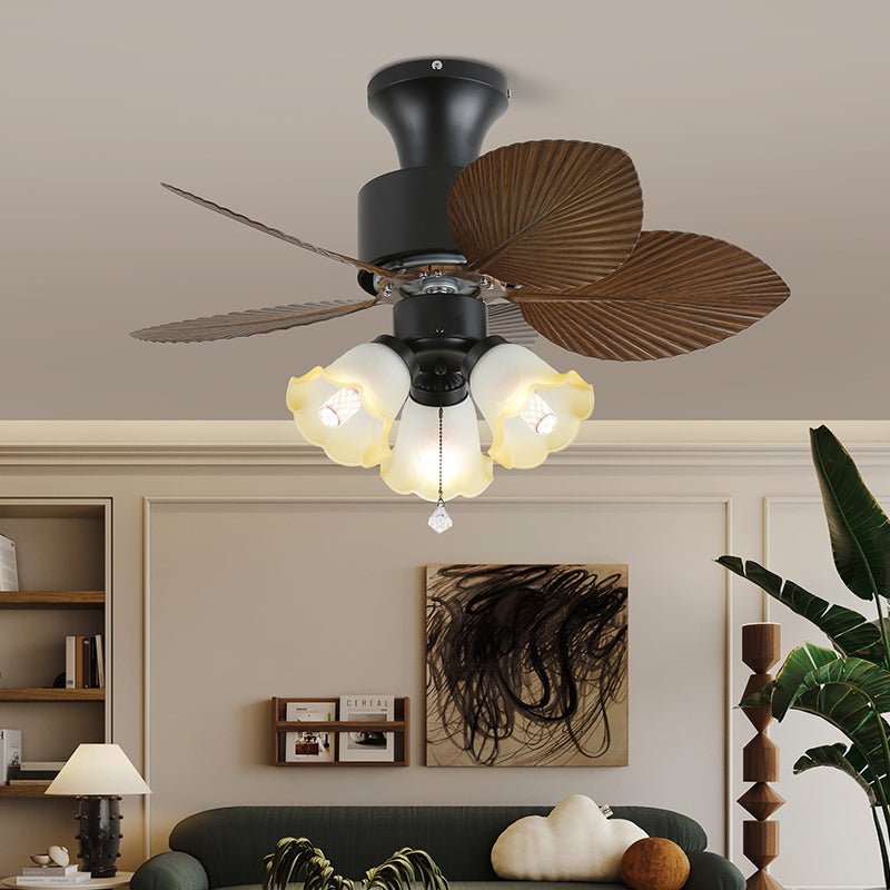 Celoine Tropical Glass Ceiling Fan Light