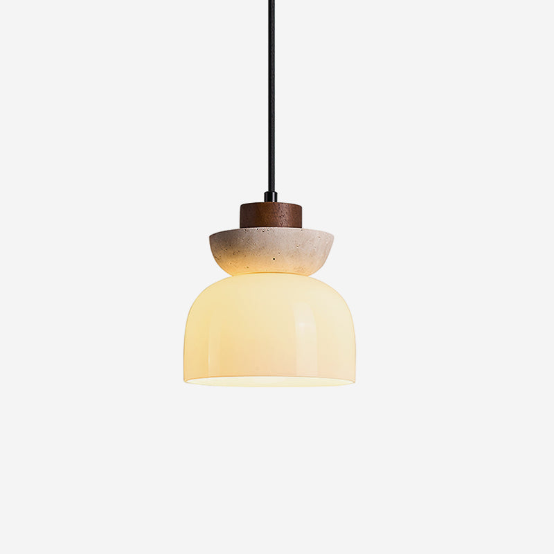 Ritta Travertine Dome Glass Pendant Light - Neutral Decor