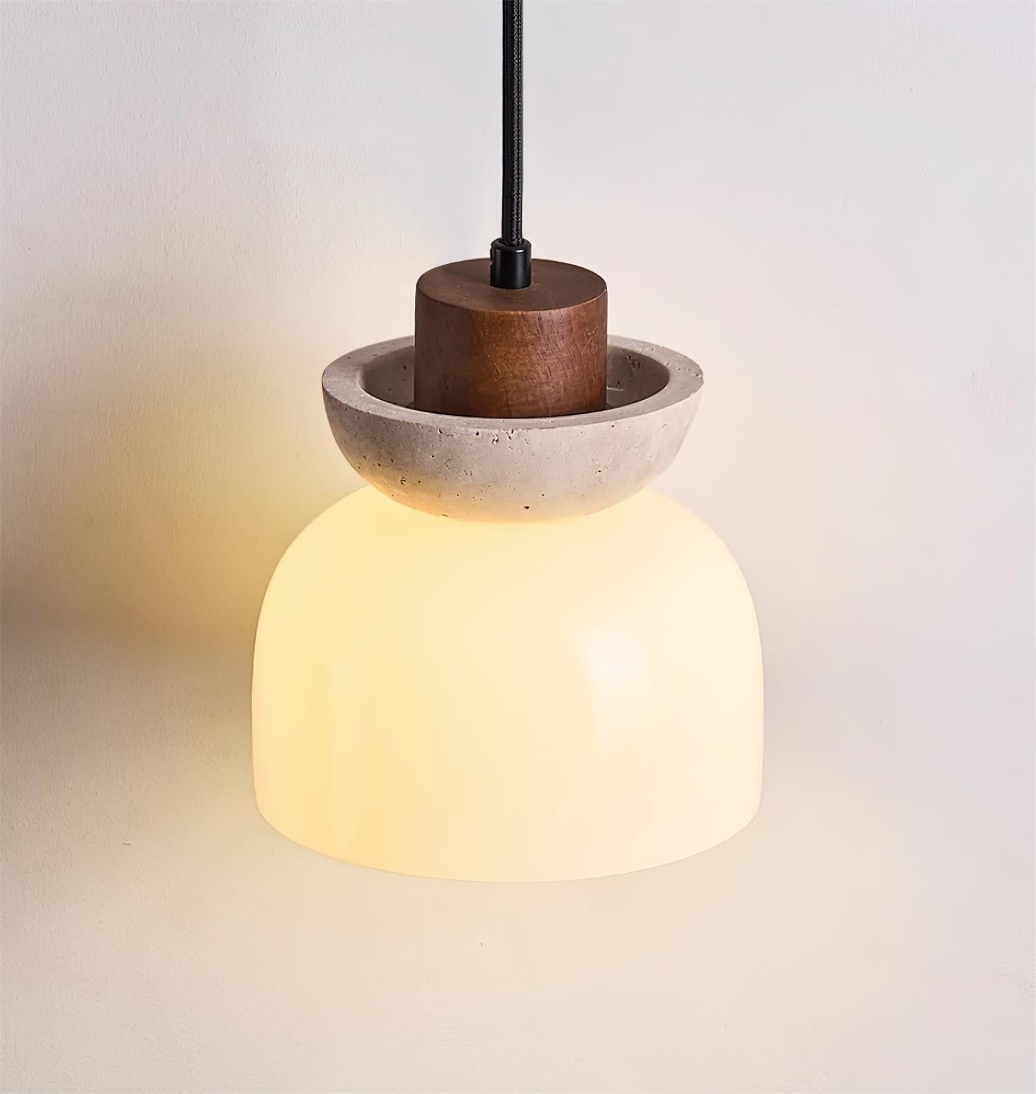 Ritta Travertine Dome Glass Pendant Light - Neutral Decor