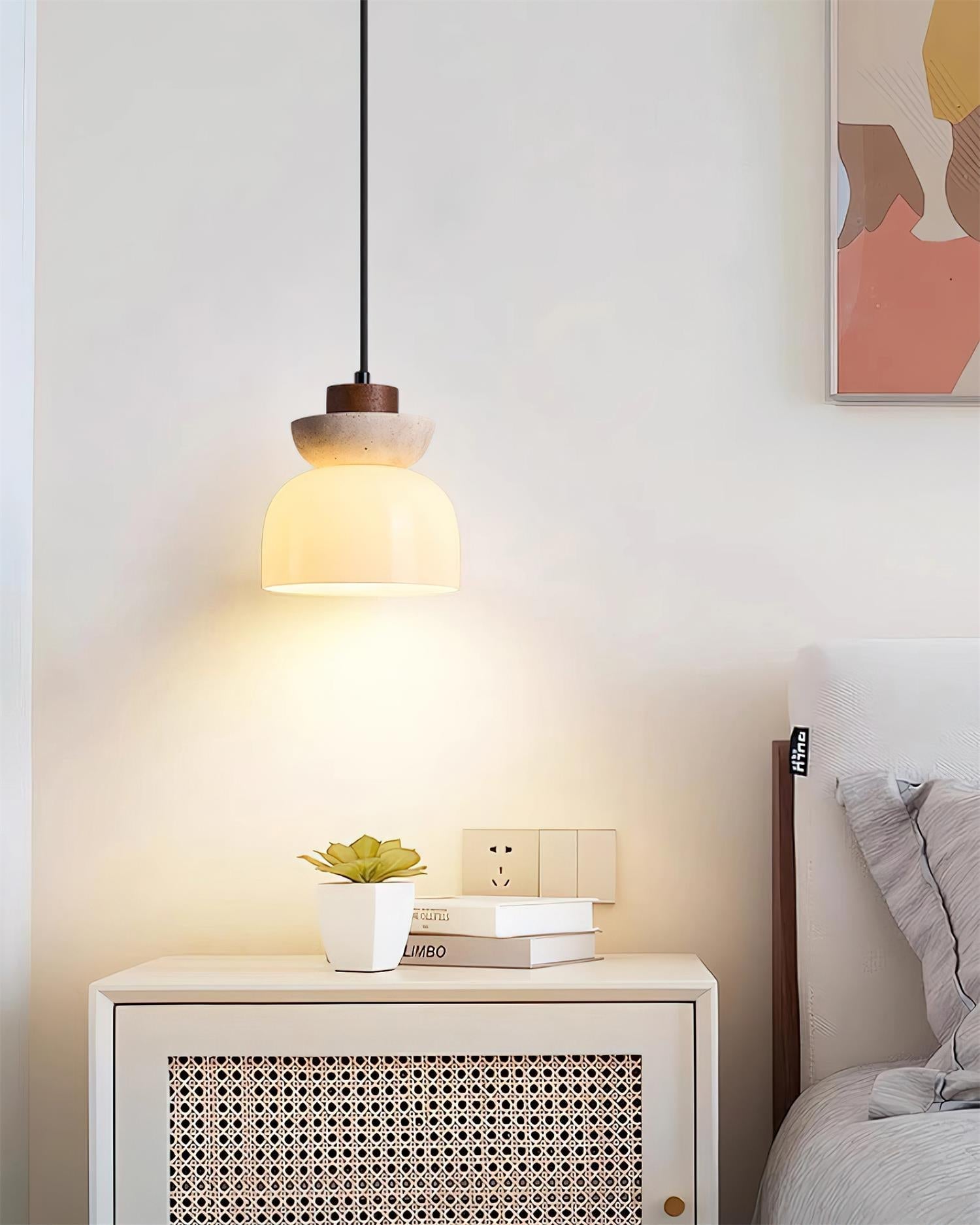 Ritta Travertine Dome Glass Pendant Light - Neutral Decor