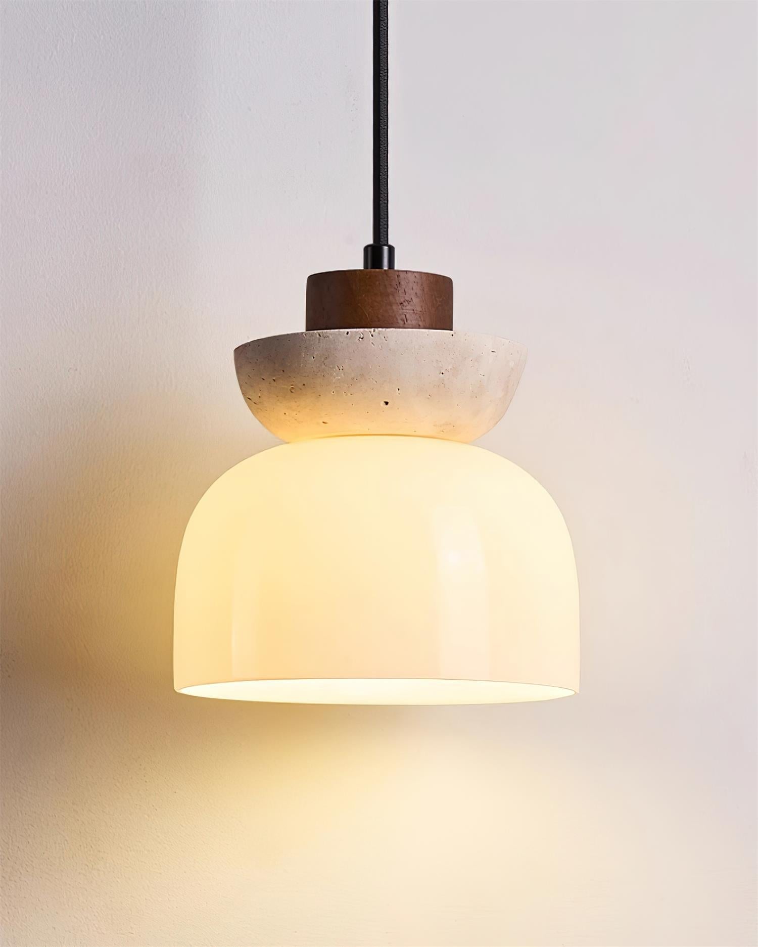 Ritta Travertine Dome Glass Pendant Light - Neutral Decor