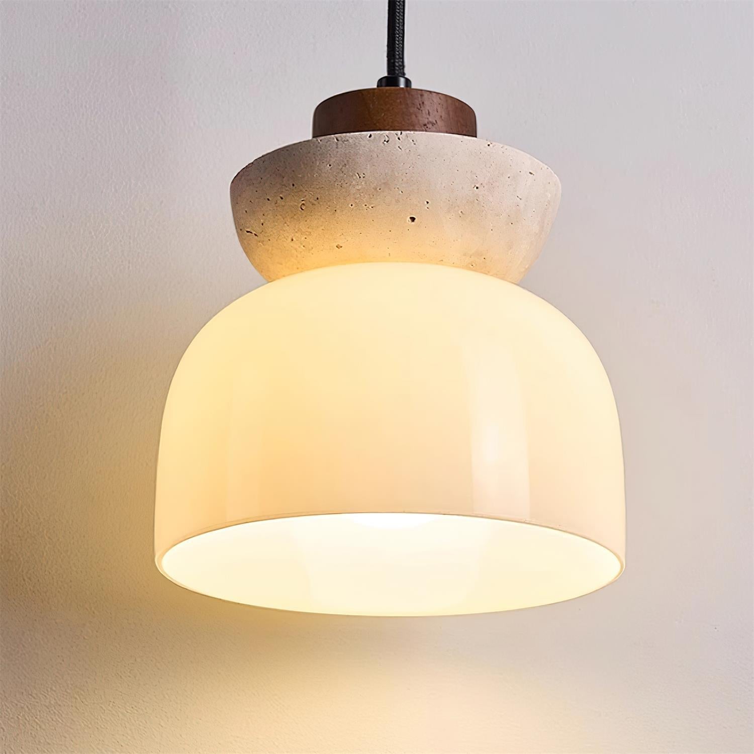 Ritta Travertine Dome Glass Pendant Light - Neutral Decor