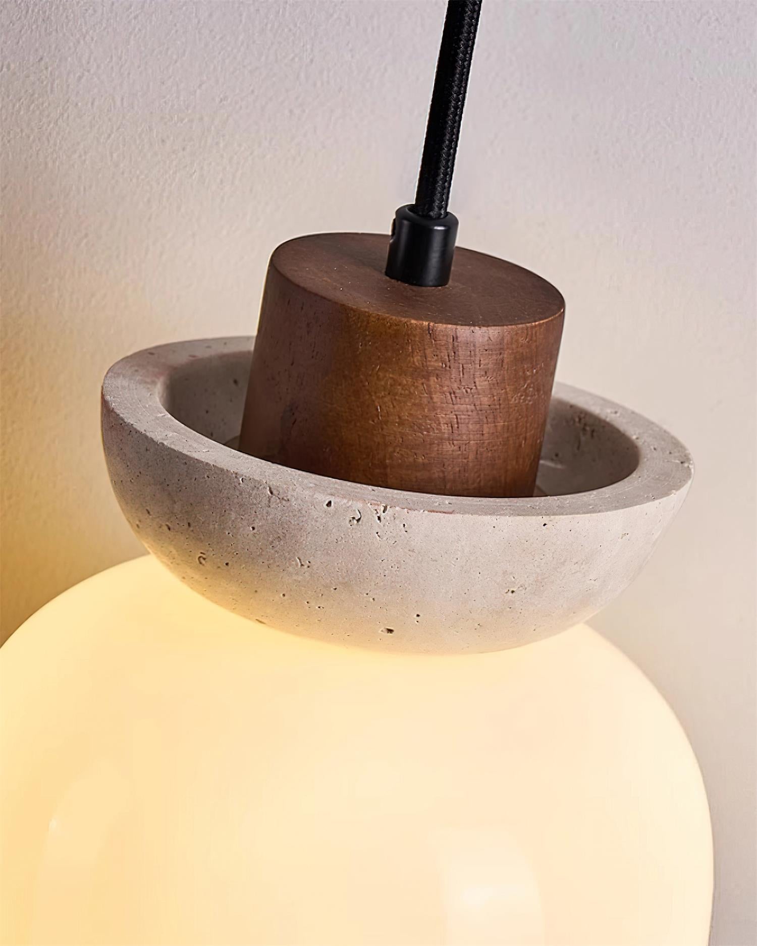 Ritta Travertine Dome Glass Pendant Light - Neutral Decor