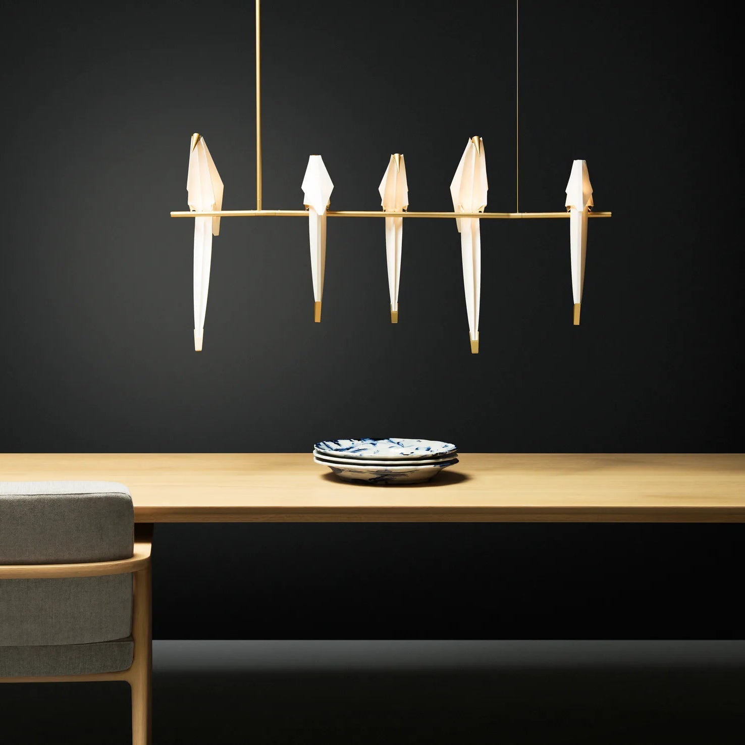 Lunuian Chandelier Paper Crane Bird Sculptural LED