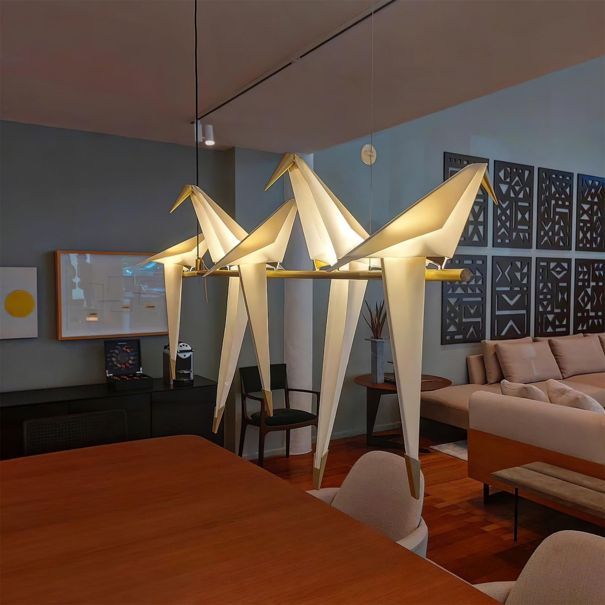 Lunuian Chandelier Paper Crane Bird Sculptural LED