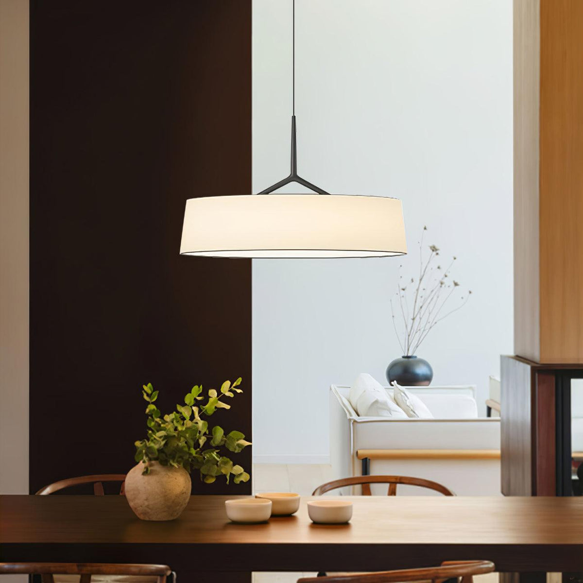Linisine Cylindrical Fabric Pendant Light