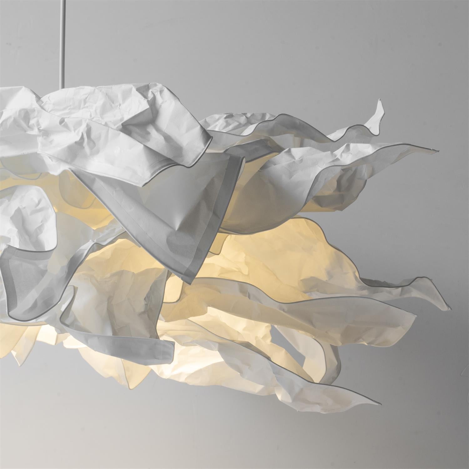 Paper Plug-In Pendant Lamp Pleated Origami Form - Neutral Decor