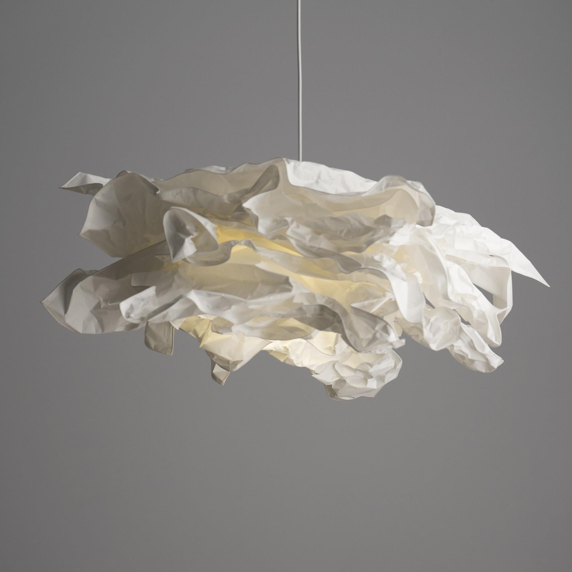 Paper Plug-In Pendant Lamp Pleated Origami Form - Neutral Decor