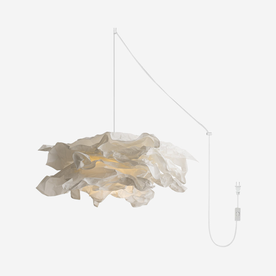 Paper Plug-In Pendant Lamp Pleated Origami Form - Neutral Decor
