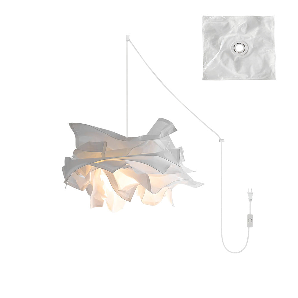 Paper Plug-In Pendant Lamp Pleated Origami Form - Neutral Decor