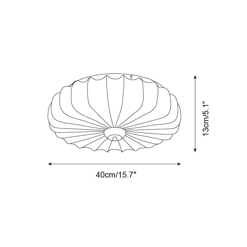 Ceiling Lamp Fabric Shade Pleated Lotus Shape Wooden Canopy - Neutral Decor