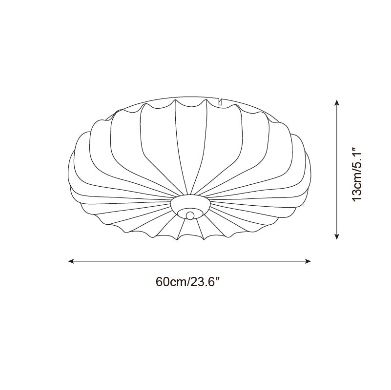 Ceiling Lamp Fabric Shade Pleated Lotus Shape Wooden Canopy - Neutral Decor