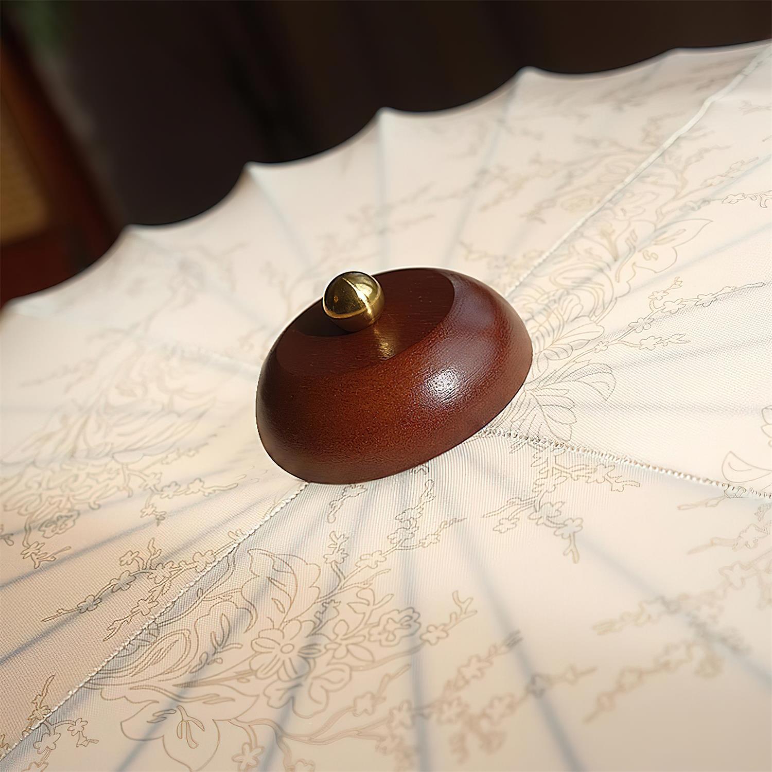 Ceiling Lamp Fabric Shade Pleated Lotus Shape Wooden Canopy - Neutral Decor