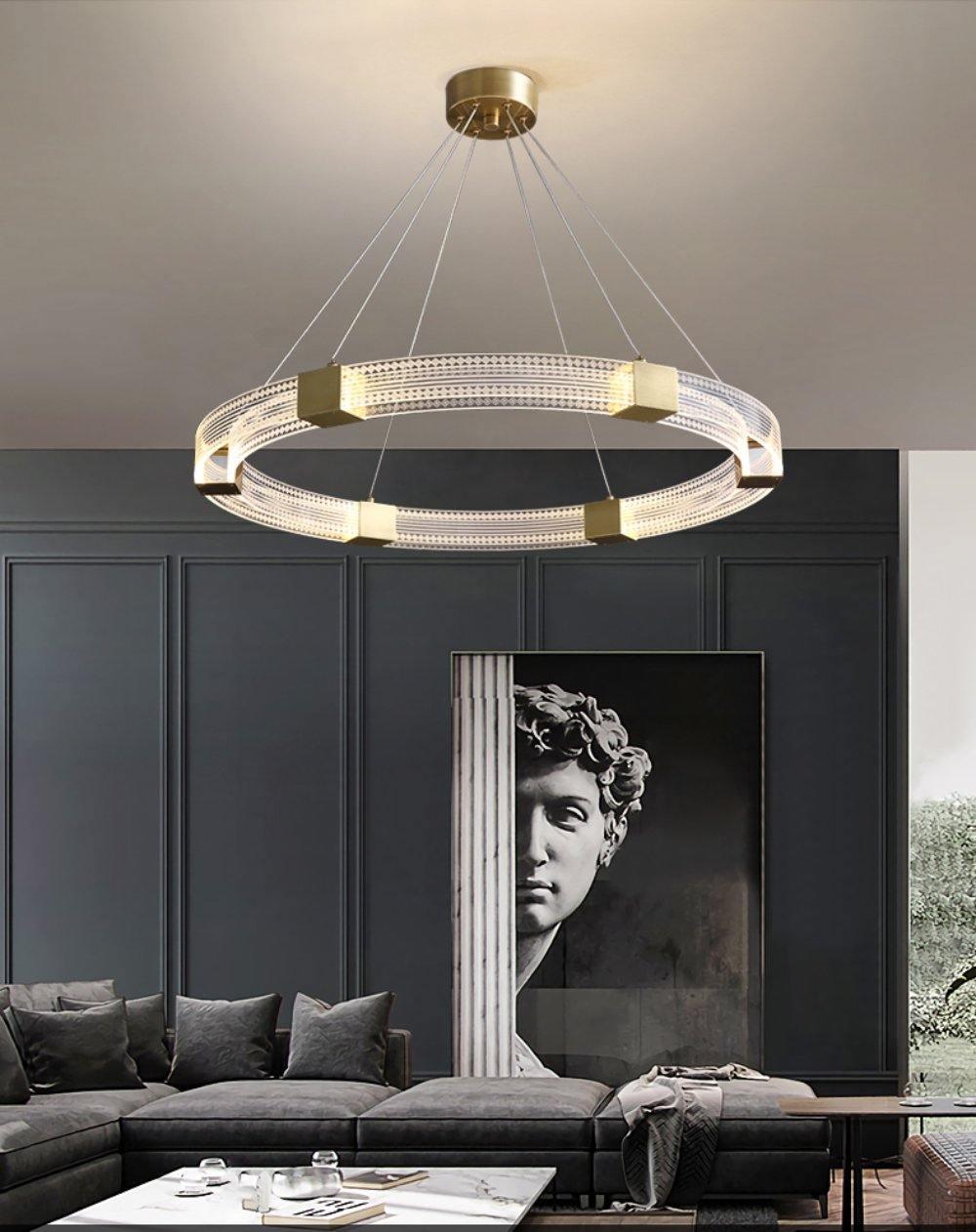 Eurdora Modern Minimalist Ring LED Chandelier - Neutral Decor