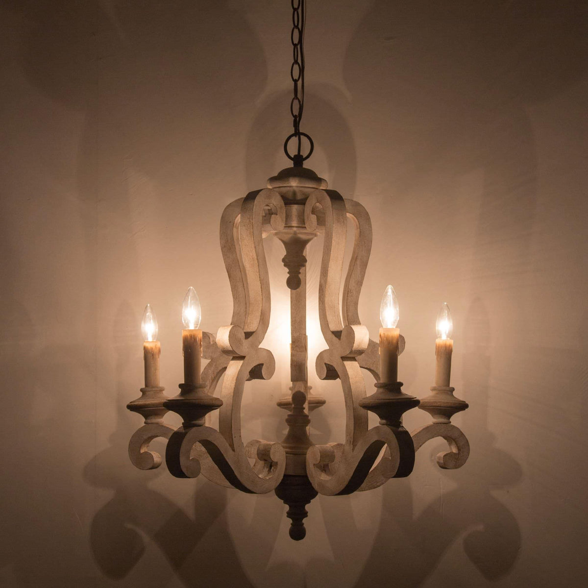 Arixy Chandelier Wooden Candle Mid-Century