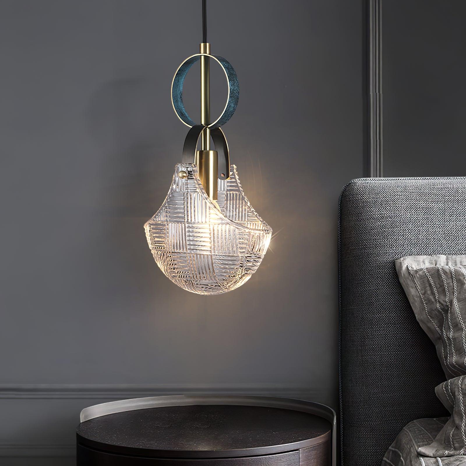 Eirerine Pendant Light Glass Brass Teal