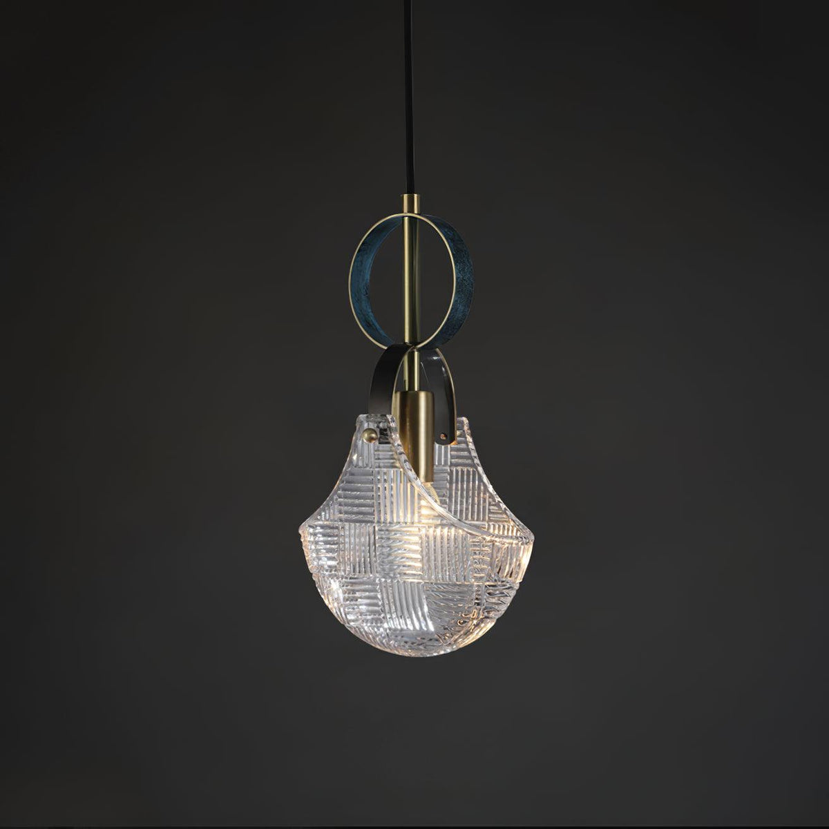 Eirerine Pendant Light Glass Brass Teal