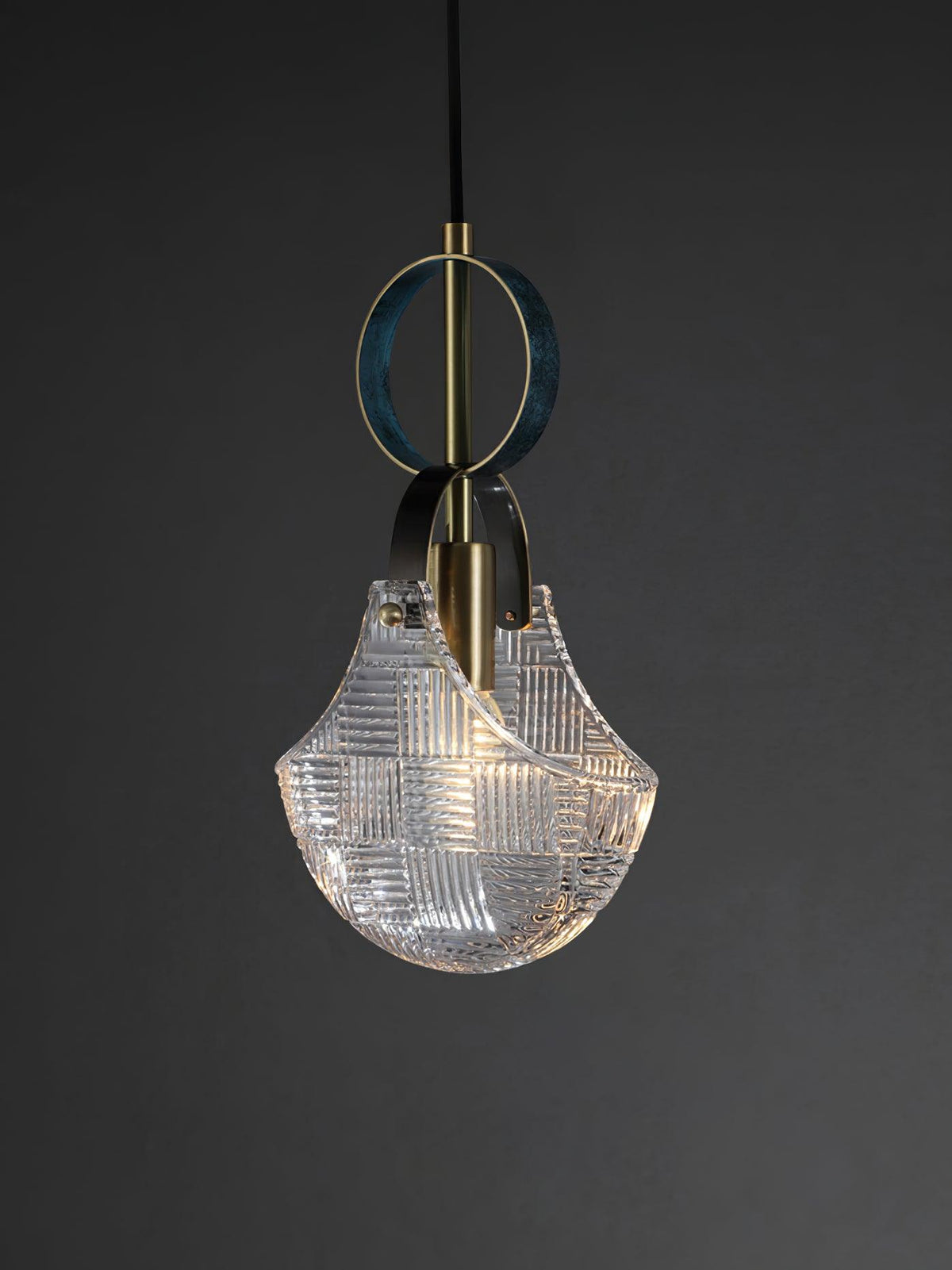 Eirerine Pendant Light Glass Brass Teal