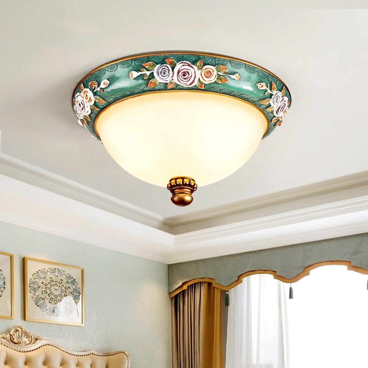 Cexora Pastoral Bowl Resin Glass Ceiling Light