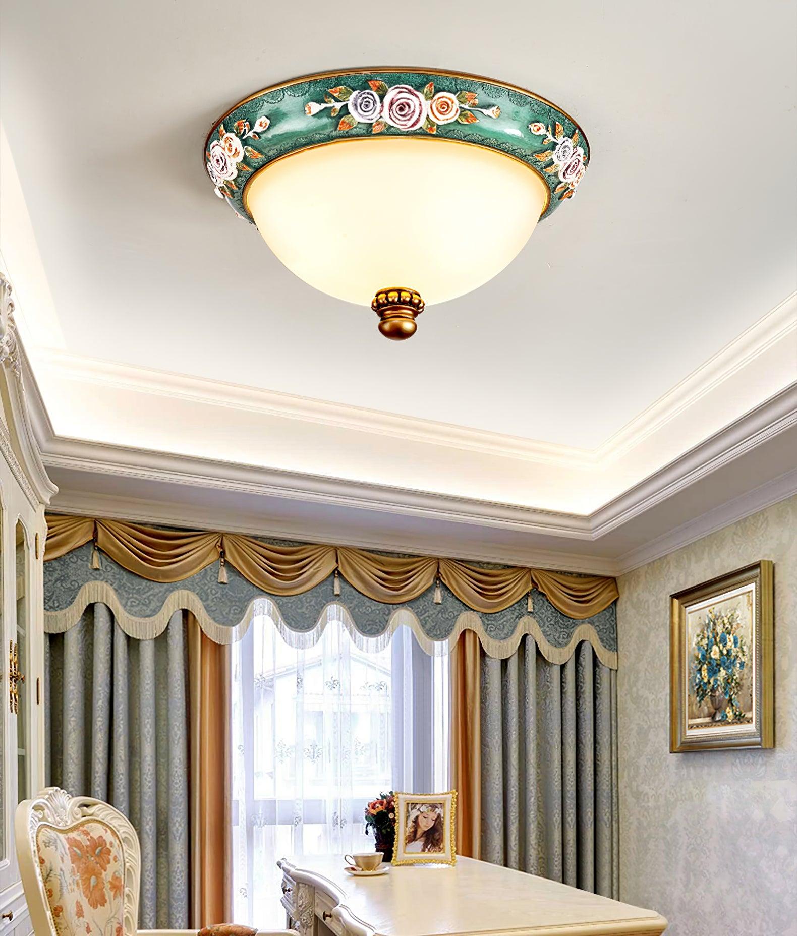 Cexora Pastoral Bowl Resin Glass Ceiling Light