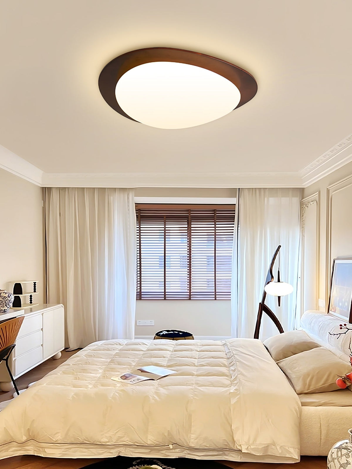 Evory Ceiling Light Wooden Walnut Pebble