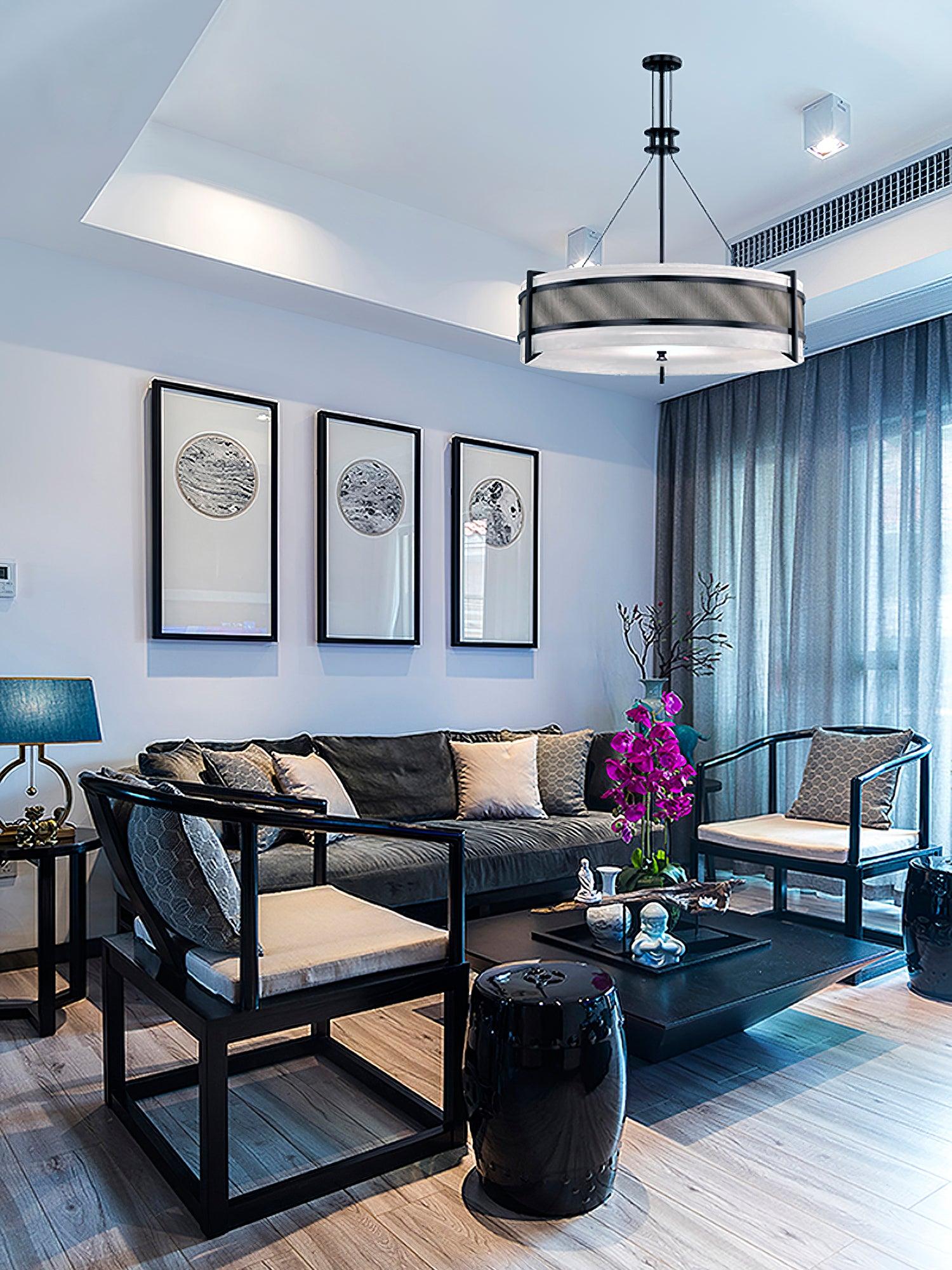 Rivanora Chandelier Pedesina Black Mesh LED