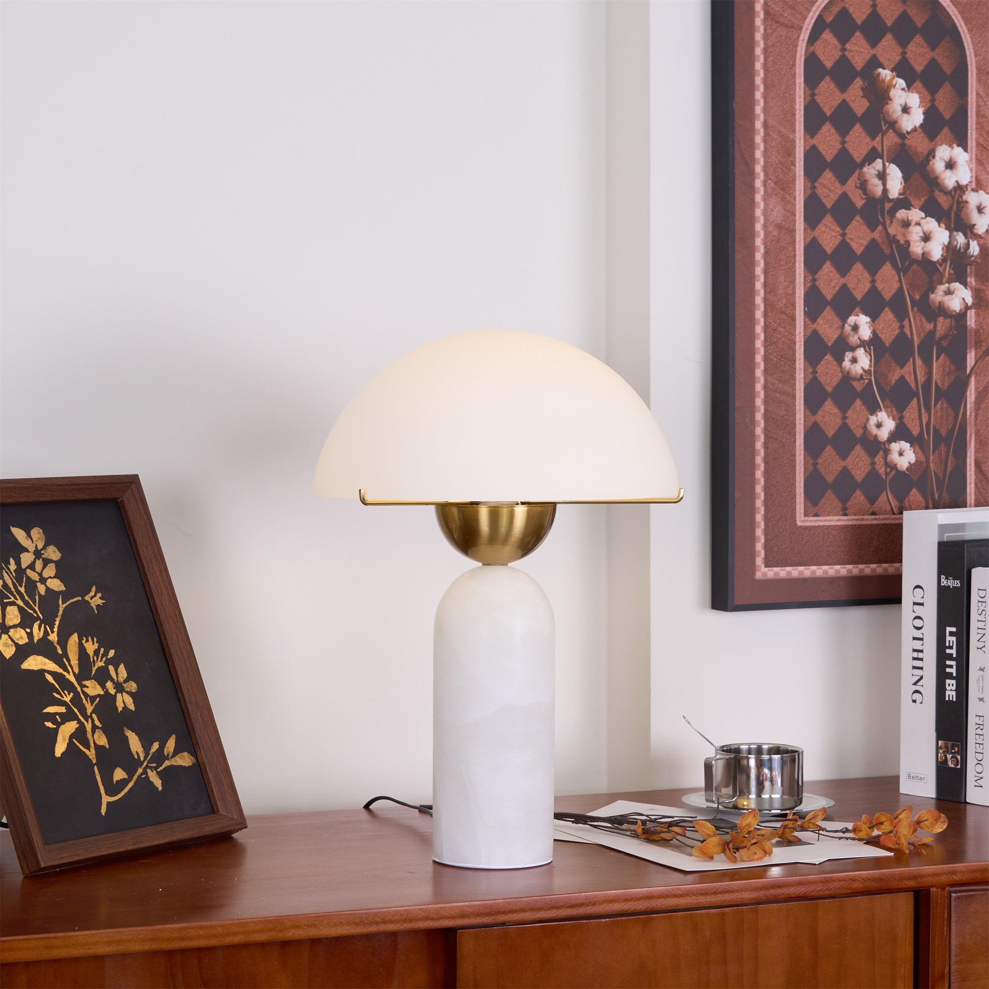 Veviniel Alabaster Table Lamp - Neutral Decor