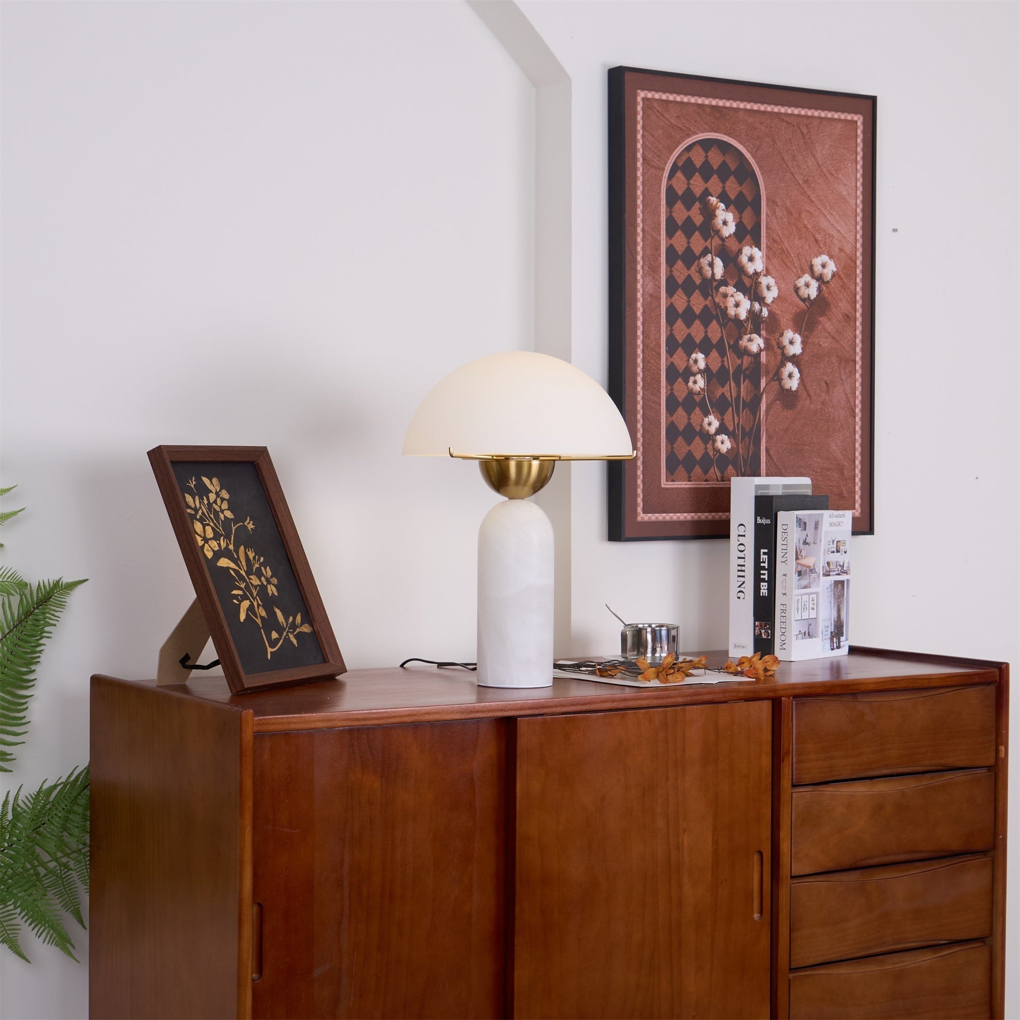 Veviniel Alabaster Table Lamp - Neutral Decor