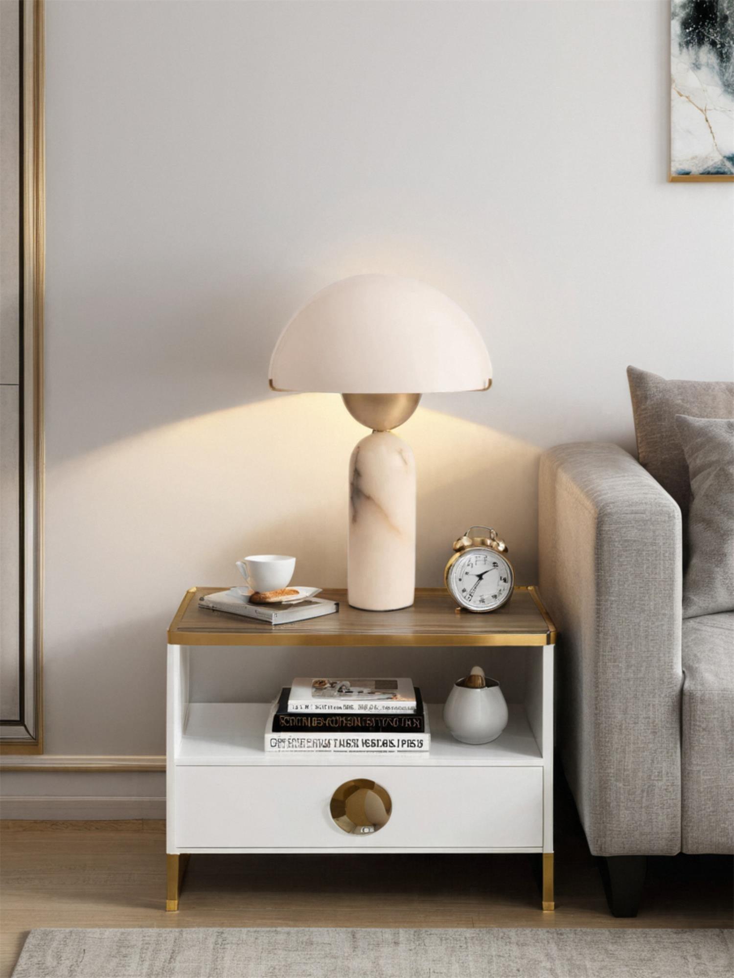 Veviniel Alabaster Table Lamp - Neutral Decor