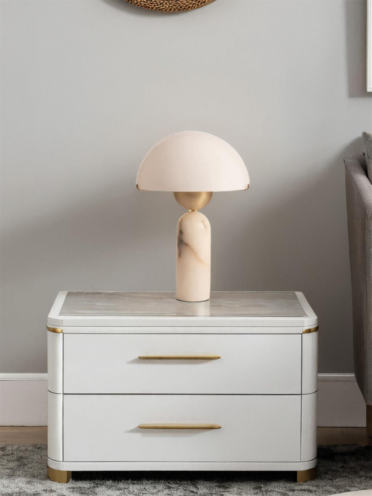 Veviniel Alabaster Table Lamp - Neutral Decor