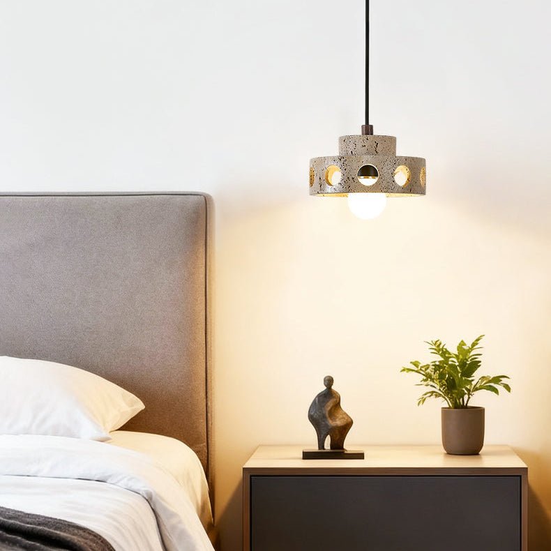 Bria Hollow Natural Yellow Travertine Pendant Lamp