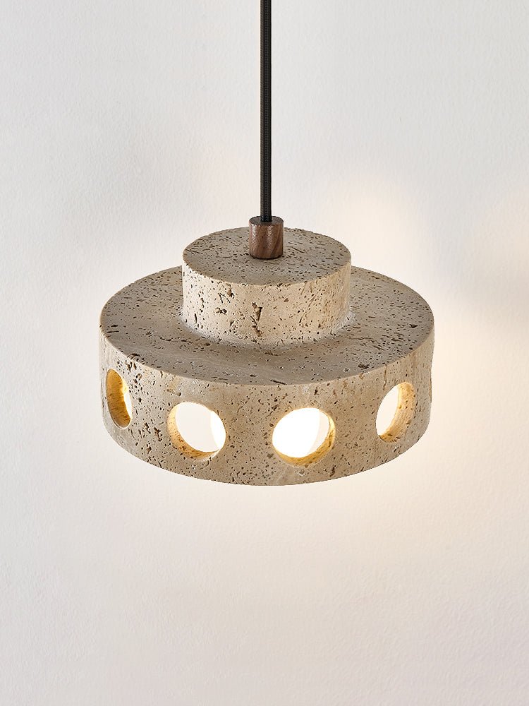 Bria Hollow Natural Yellow Travertine Pendant Lamp