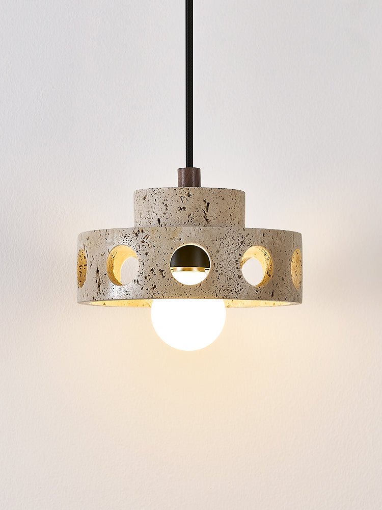 Bria Hollow Natural Yellow Travertine Pendant Lamp
