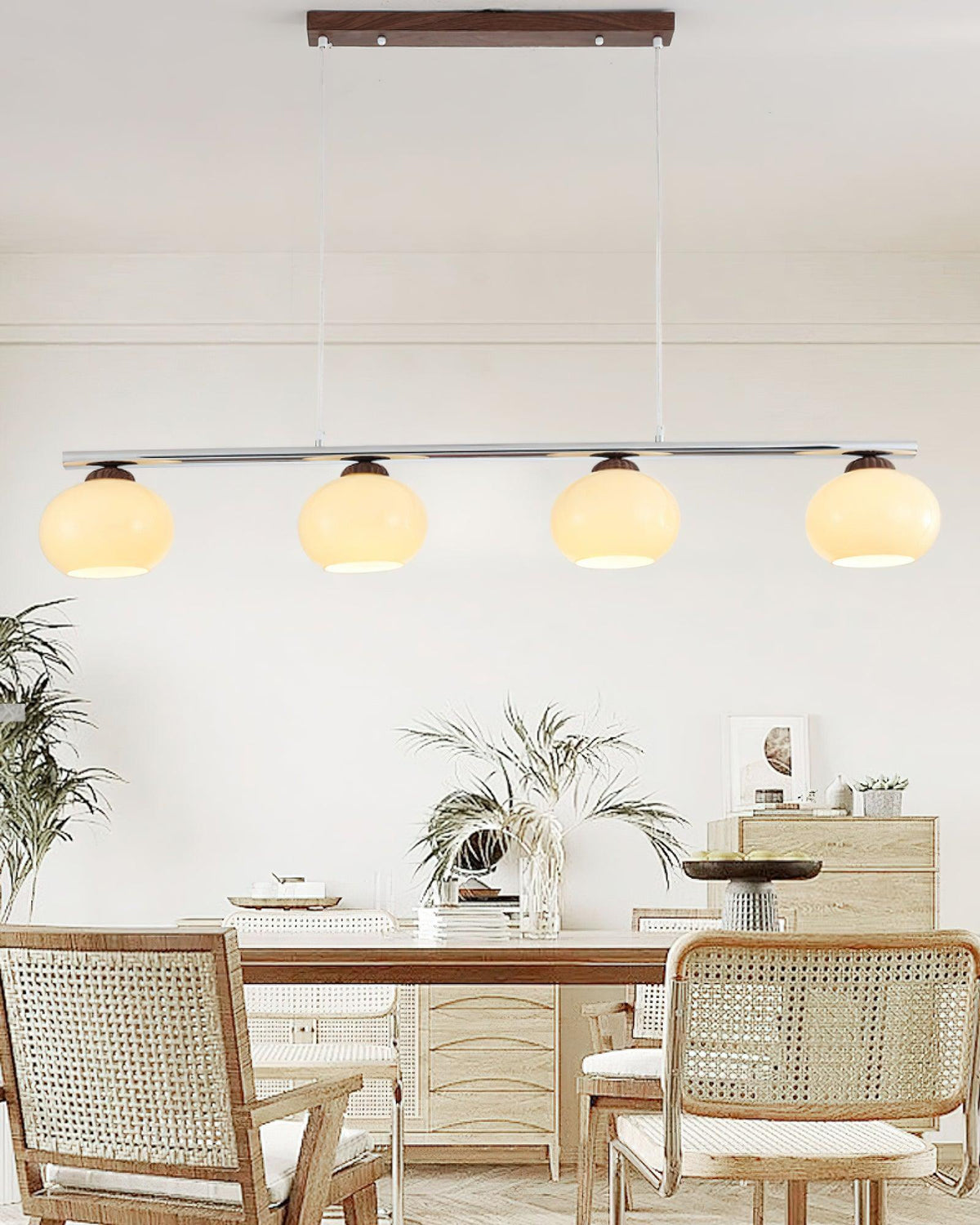 Eixu Chandelier Linear Glass Persimmon Shades