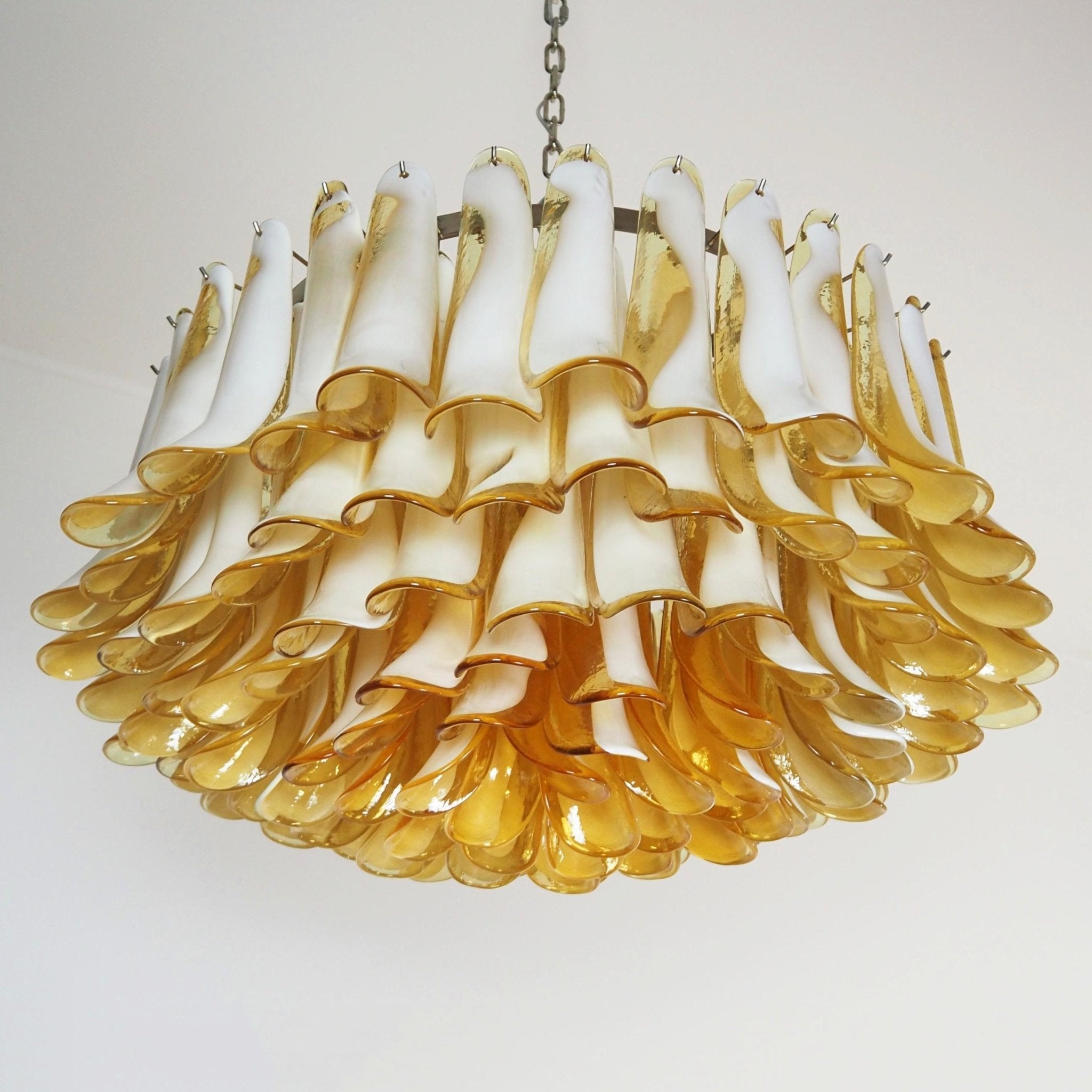 Equvel Chandelier Amber Murano Glass Petal Elegant