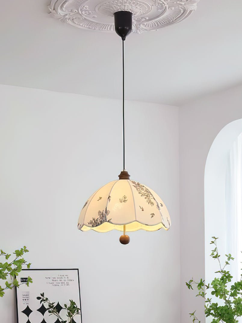 Vevenir Petal Whisper Wood Fabric Pendant Lamp