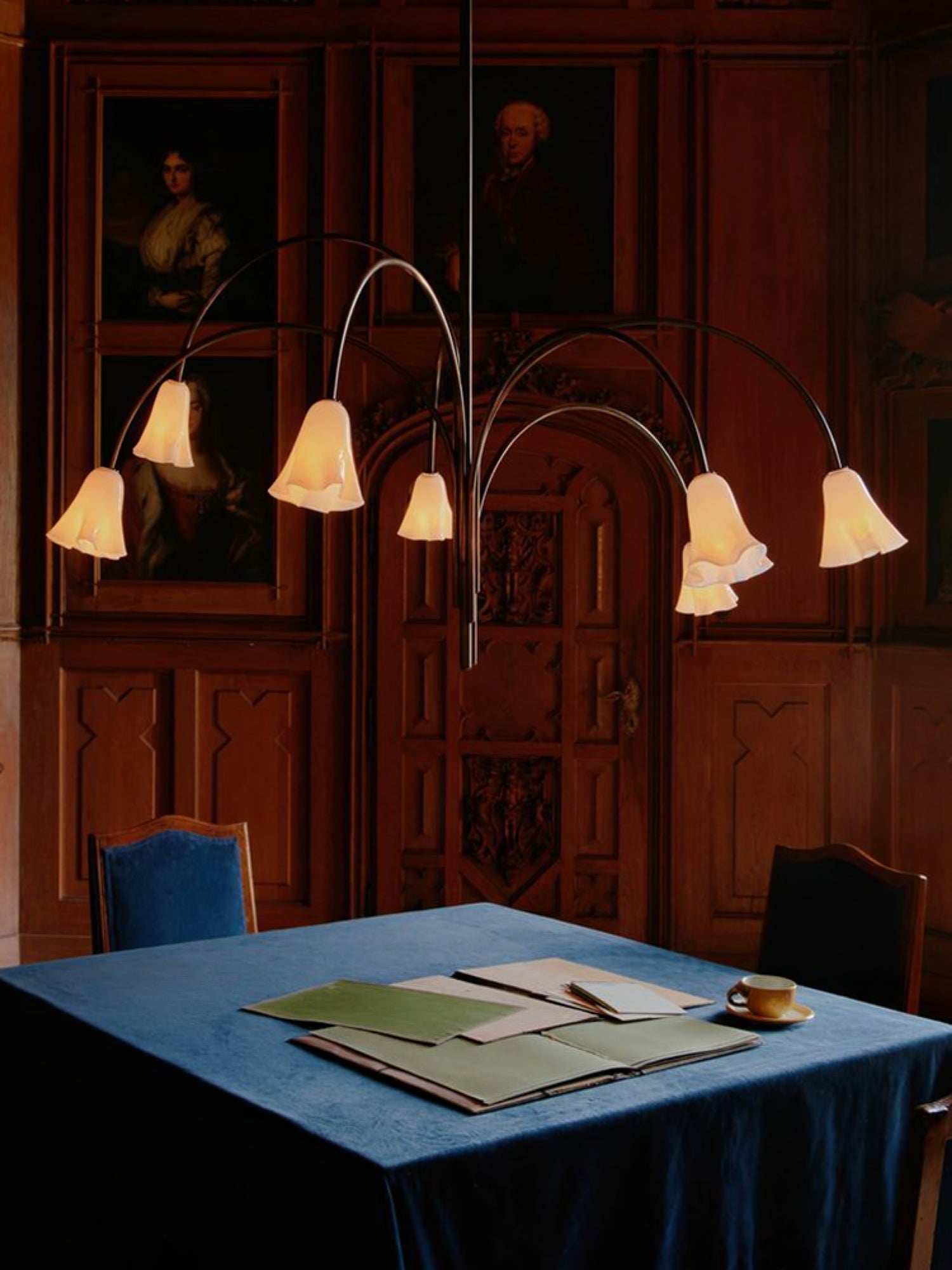 Lioreriel Chandelier Blossom Petal Glass Arms